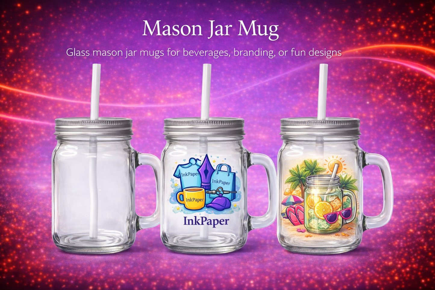 16oz Glass Mug with Straw