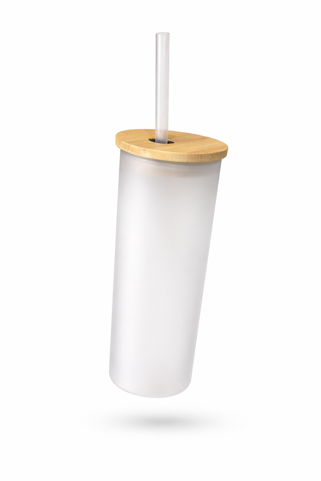 Frosted Glass Tumbler – Bamboo Edition (500ml)