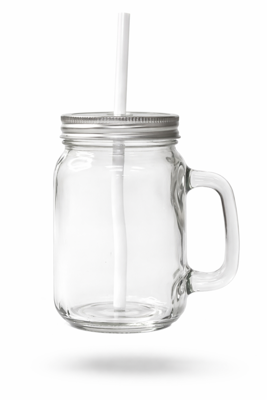 16oz Glass Mug with Straw
