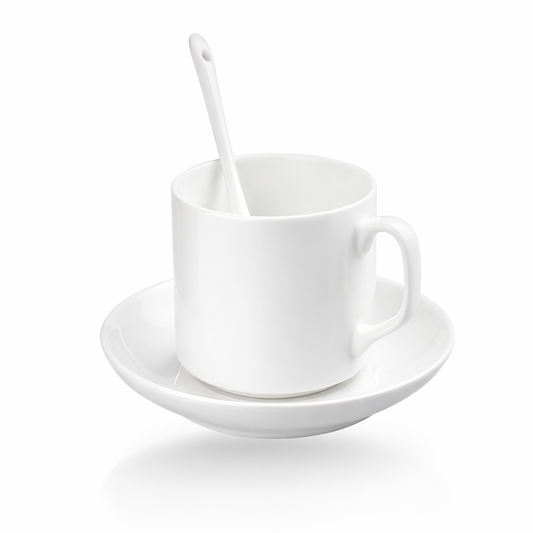 Ceramic Coffee Mug with Saucer Spoon Set